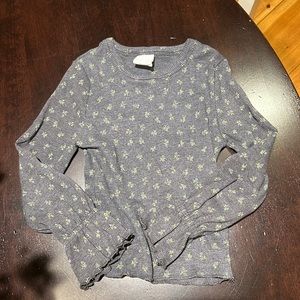 Zara Ribbed long sleeve floral tee